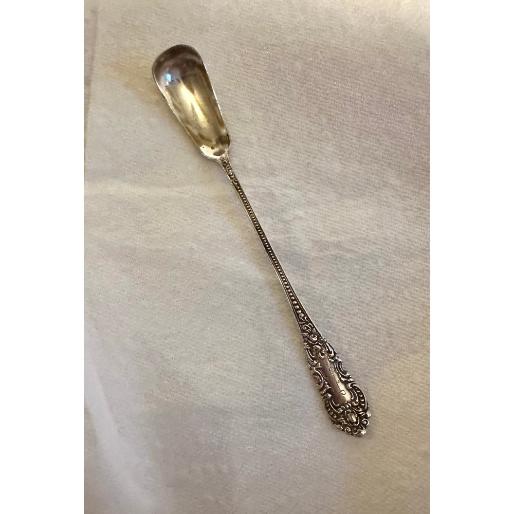 Antique JB Knowles Apollo Pattern Sterling Silver Horseradish Spoon "D" Monogram